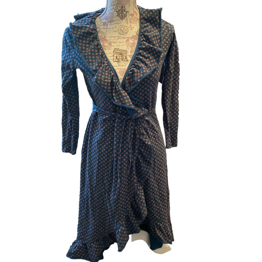 Authentic Matilda Jane Women’s Teal Polka Dot Reunion Wrap Dress Ruffle Size XS